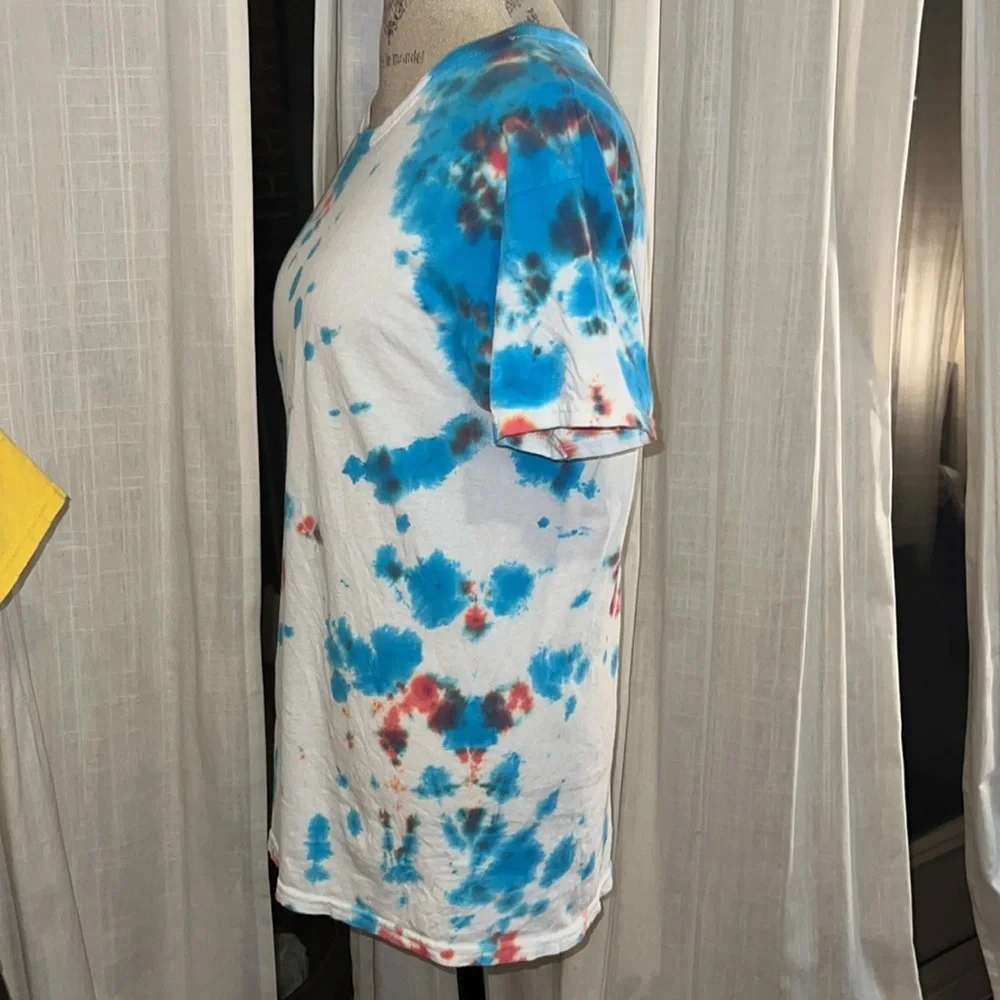 Hanes tie dye white shortsleeve t-shirt 100% Cotton dyed blue & red women’s M​​ - Picture 4 of 5